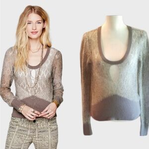 Free People Gray V-Neck Sweater